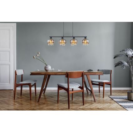 Globo - Ljuskrona med textilsladd 4xE27/9W/230V svart