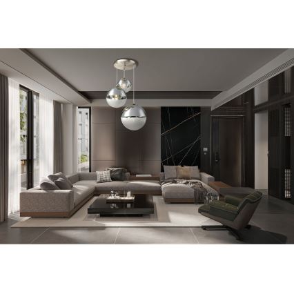 Globo - Ljuskrona med textilsladd 3xE27/40W/230V diameter 51 cm