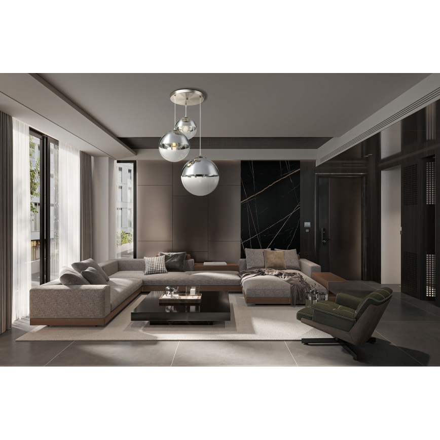 Globo - Ljuskrona med textilsladd 3xE27/40W/230V diameter 51 cm