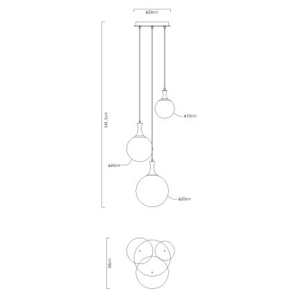 Globo - Ljuskrona med textilsladd 3xE27/10W/230V diameter 48 cm svart