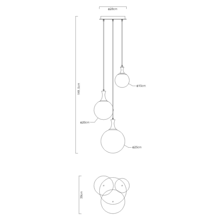 Globo - Ljuskrona med textilsladd 3xE27/10W/230V diameter 48 cm svart