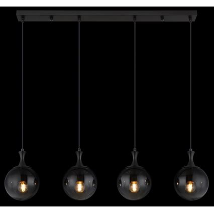 Globo - Ljuskrona med textilsladd 4xE27/10W/230V svart