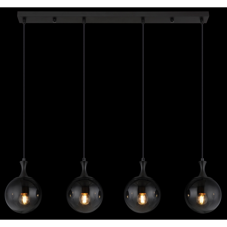 Globo - Ljuskrona med textilsladd 4xE27/10W/230V svart