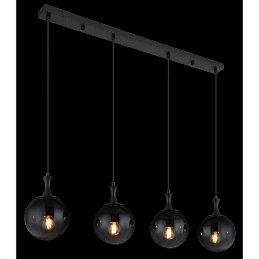 Globo - Ljuskrona med textilsladd 4xE27/10W/230V svart