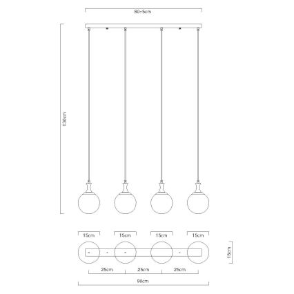 Globo - Ljuskrona med textilsladd 4xE27/10W/230V svart