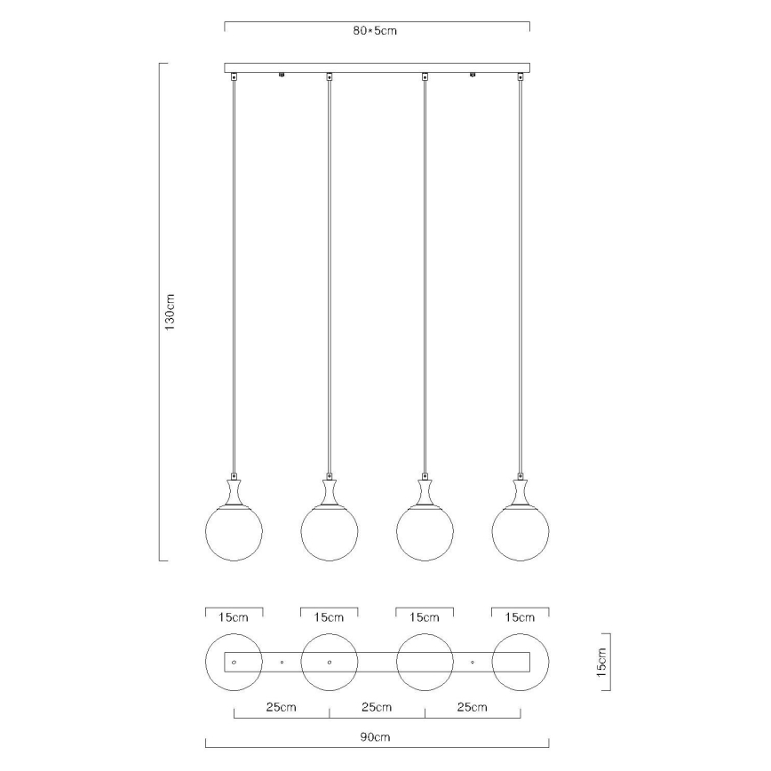 Globo - Ljuskrona med textilsladd 4xE27/10W/230V svart