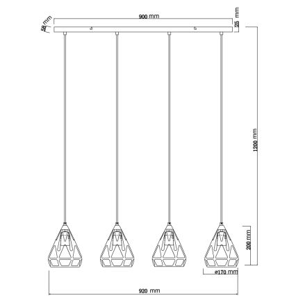 Globo - Ljuskrona med textilsladd 4xE27/40W/230V