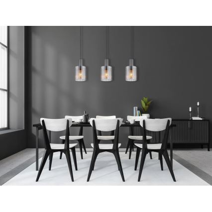 Globo - Ljuskrona med textilsladd 3xE27/40W/230V grå