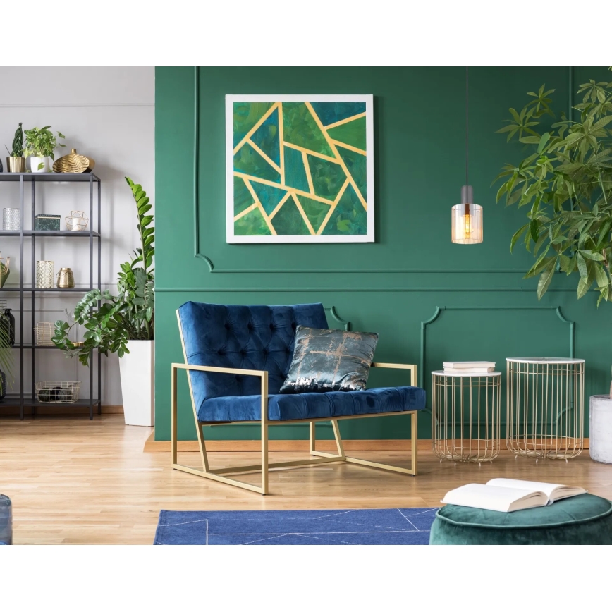 Globo - Ljuskrona med textilsladd 1xE27/40W/230V diameter 18 cm brun