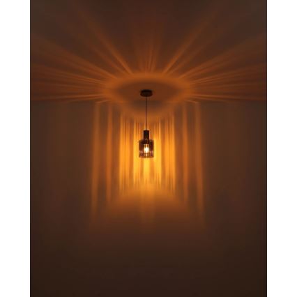 Globo - Ljuskrona med textilsladd 1xE27/40W/230V diameter 18 cm brun