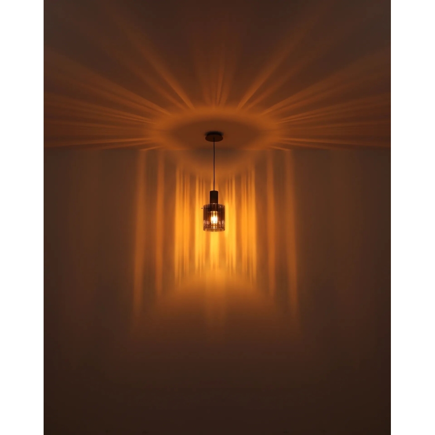 Globo - Ljuskrona med textilsladd 1xE27/40W/230V diameter 18 cm brun