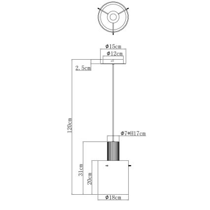 Globo - Ljuskrona med textilsladd 1xE27/40W/230V diameter 18 cm brun