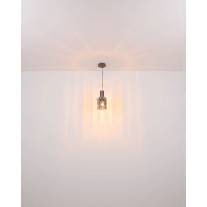 Globo - Ljuskrona med textilsladd 1xE27/40W/230V diameter 18 cm grå