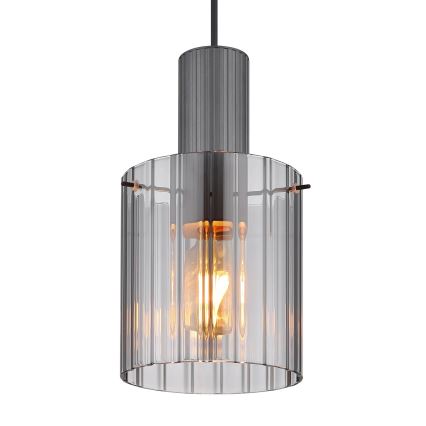 Globo - Ljuskrona med textilsladd 1xE27/40W/230V diameter 18 cm grå