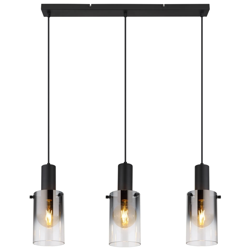 Globo - Ljuskrona med textilsladd 3xE27/40W/230V svart