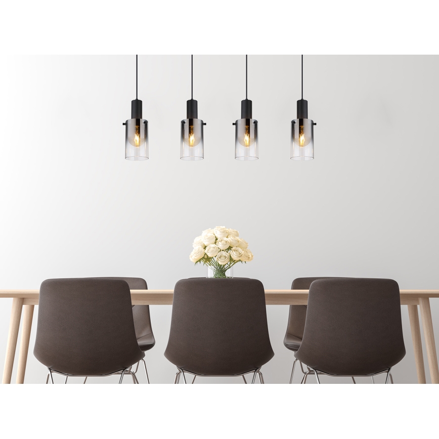 Globo - Ljuskrona med textilsladd 4xE27/40W/230V svart