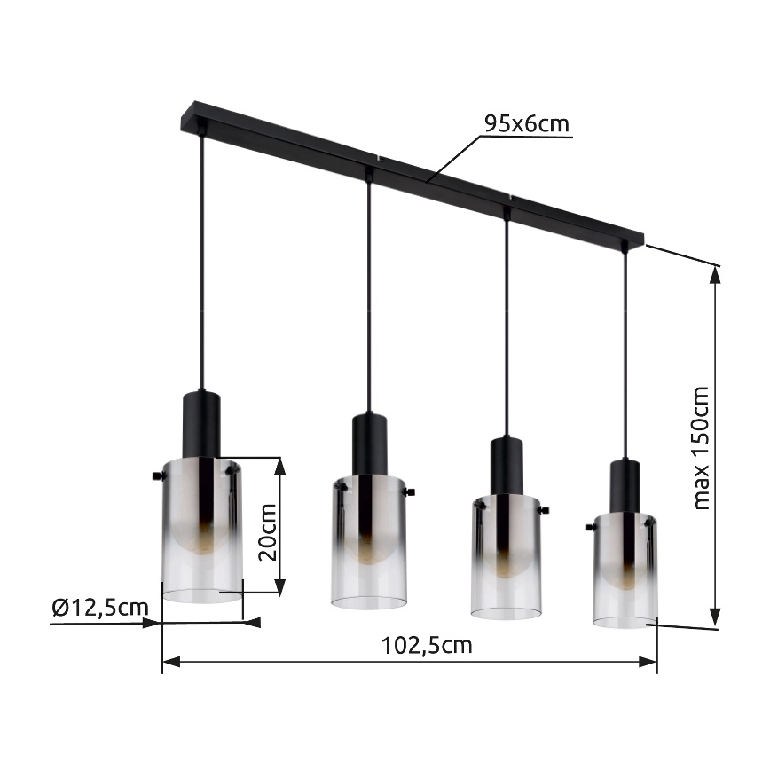 Globo - Ljuskrona med textilsladd 4xE27/40W/230V svart