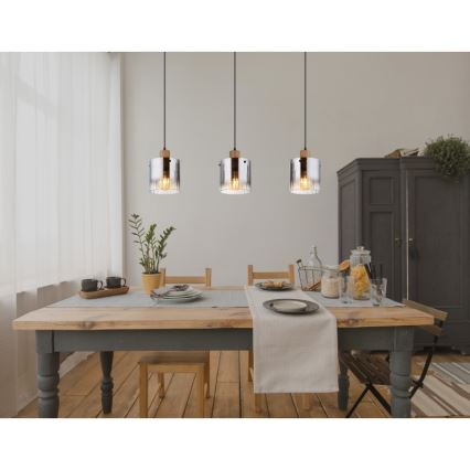 Globo - Pendellampa med kabel 3xE27/60W/230V