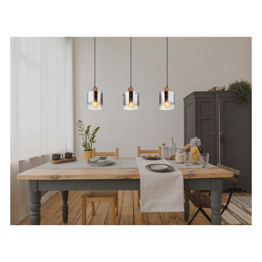 Globo - Pendellampa med kabel 3xE27/60W/230V