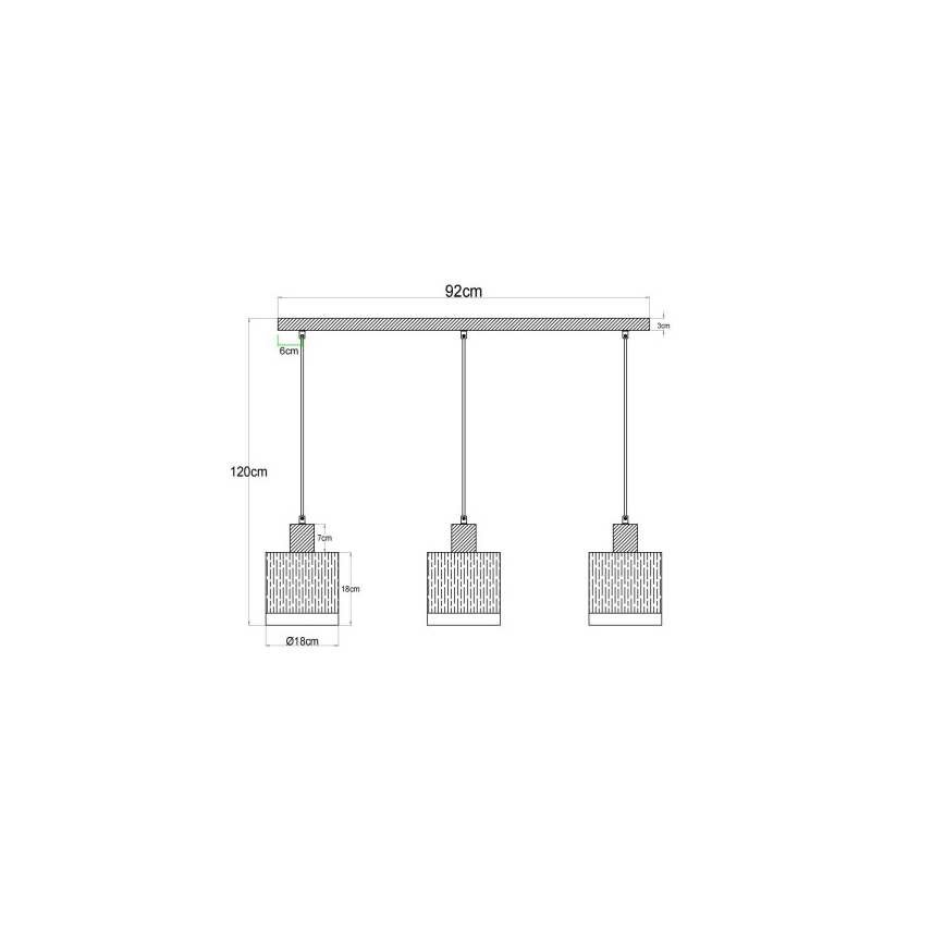 Globo - Pendellampa med kabel 3xE27/60W/230V