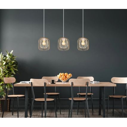 Globo - Hänglampa på vajer 3xE27/40W/230V beige/vit