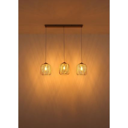 Globo - Hänglampa på vajer 3xE27/40W/230V beige/vit