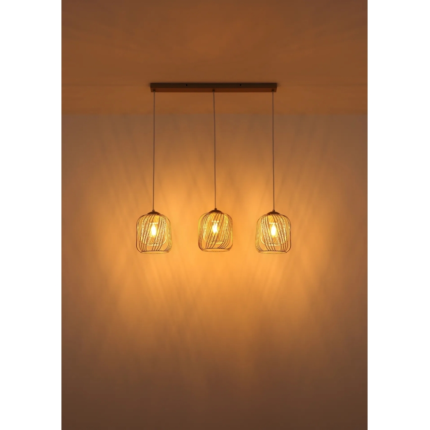Globo - Hänglampa på vajer 3xE27/40W/230V beige/vit