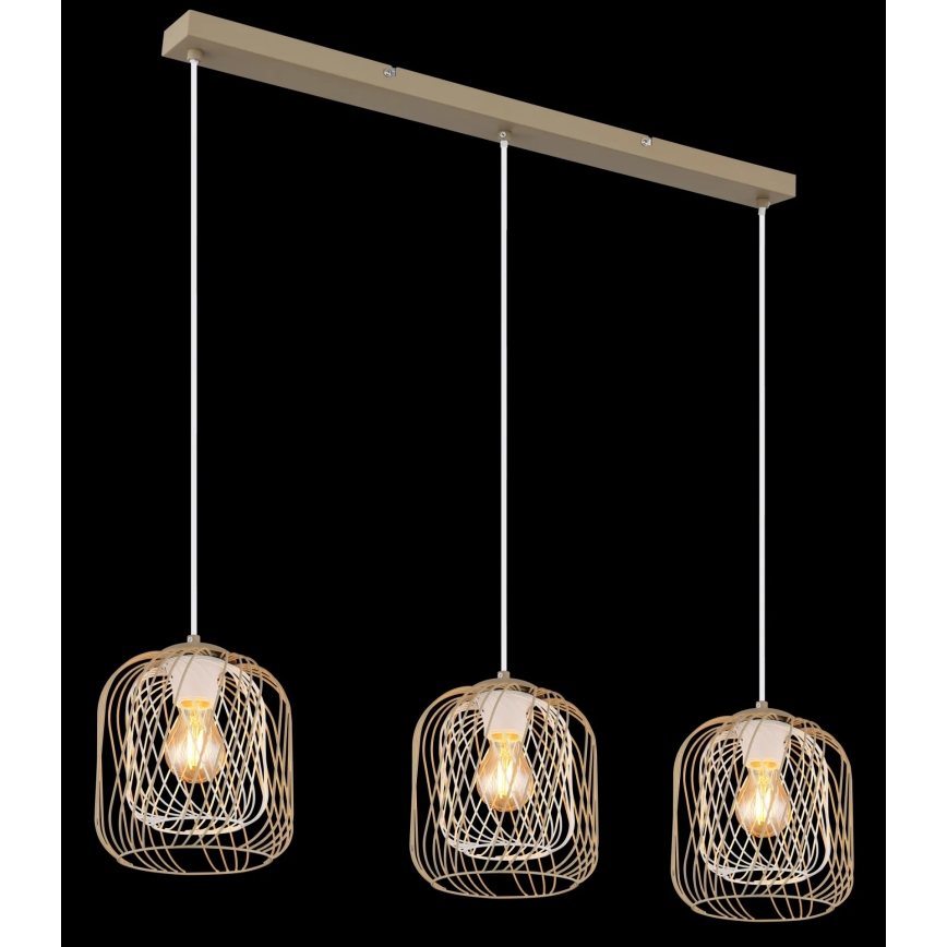 Globo - Hänglampa på vajer 3xE27/40W/230V beige/vit