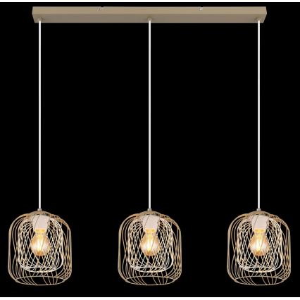 Globo - Hänglampa på vajer 3xE27/40W/230V beige/vit