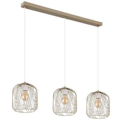 Globo - Hänglampa på vajer 3xE27/40W/230V beige/vit