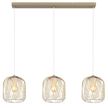 Globo - Hänglampa på vajer 3xE27/40W/230V beige/vit