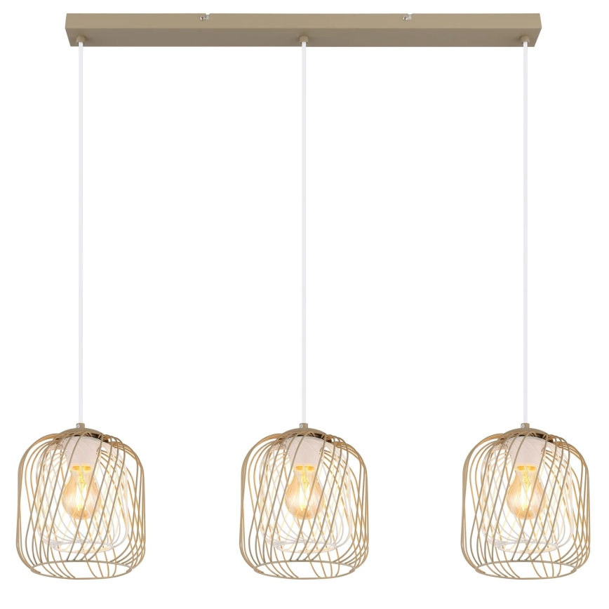 Globo - Hänglampa på vajer 3xE27/40W/230V beige/vit