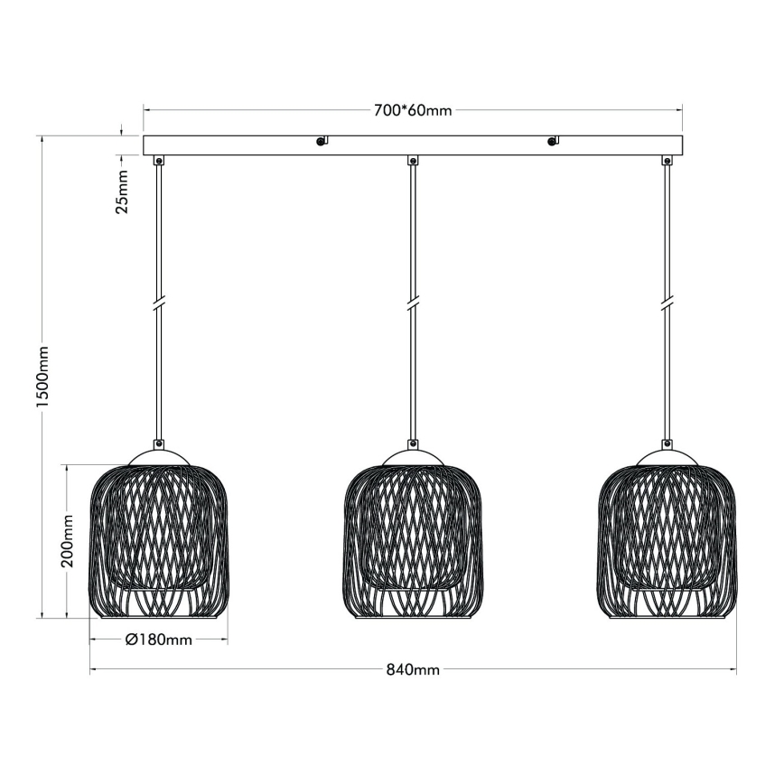 Globo - Hänglampa på vajer 3xE27/40W/230V beige/vit