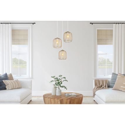 Globo - Takpendel med sladd 3xE27/40W/230V beige/vit