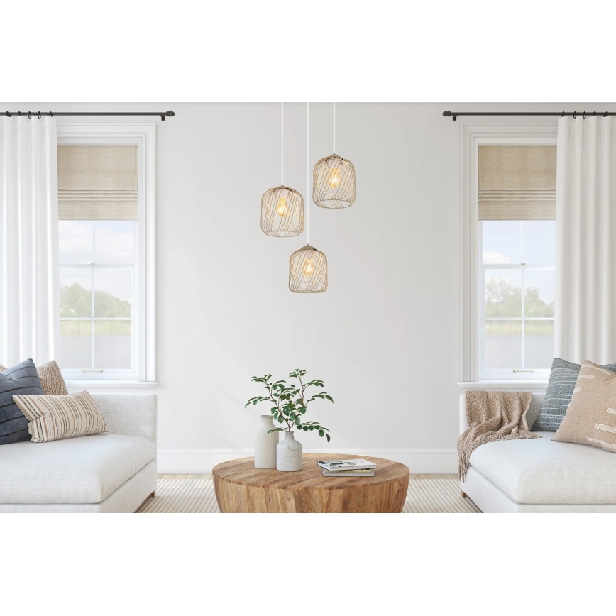 Globo - Takpendel med sladd 3xE27/40W/230V beige/vit