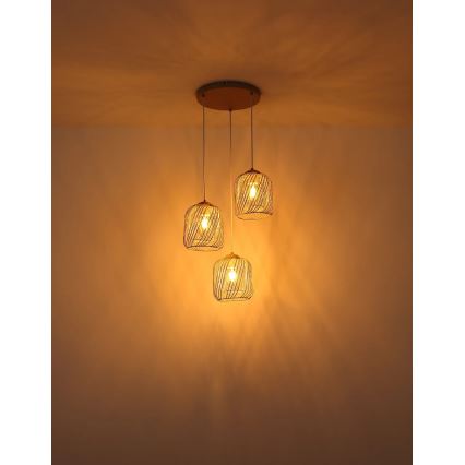 Globo - Takpendel med sladd 3xE27/40W/230V beige/vit