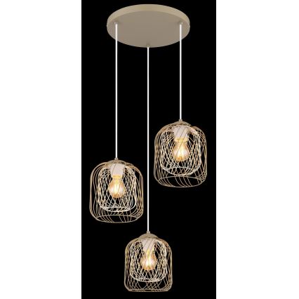 Globo - Takpendel med sladd 3xE27/40W/230V beige/vit