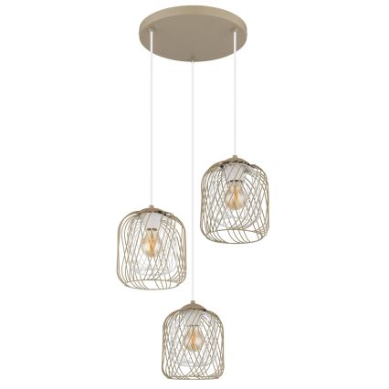 Globo - Takpendel med sladd 3xE27/40W/230V beige/vit