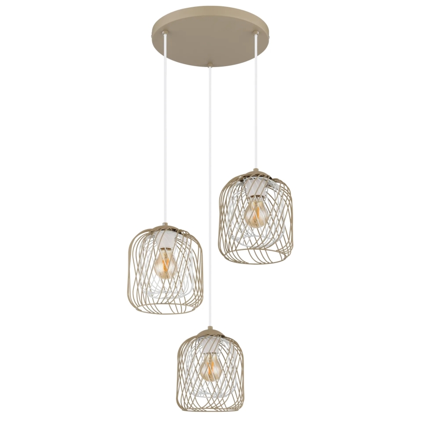 Globo - Takpendel med sladd 3xE27/40W/230V beige/vit
