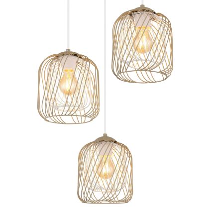 Globo - Takpendel med sladd 3xE27/40W/230V beige/vit