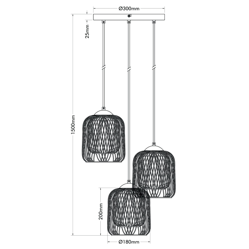 Globo - Takpendel med sladd 3xE27/40W/230V beige/vit