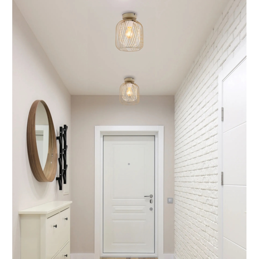 Globo - Taklampa 1xE27/40W/230V Ø 18 cm beige/vit