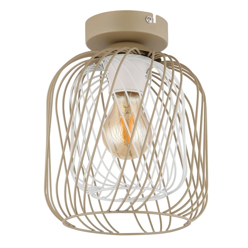 Globo - Taklampa 1xE27/40W/230V Ø 18 cm beige/vit