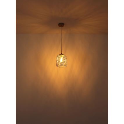 Globo - Takpendel med kabel 1xE27/40W/230V Ø 18 cm beige/vit