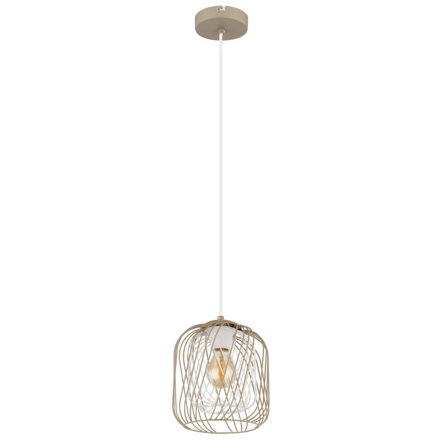 Globo - Takpendel med kabel 1xE27/40W/230V Ø 18 cm beige/vit