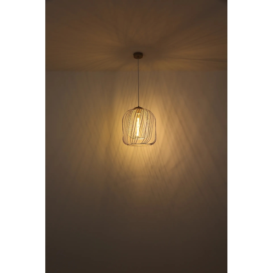 Globo - Takpendel på vajer 1xE27/40W/230V Ø 35 cm beige/vit