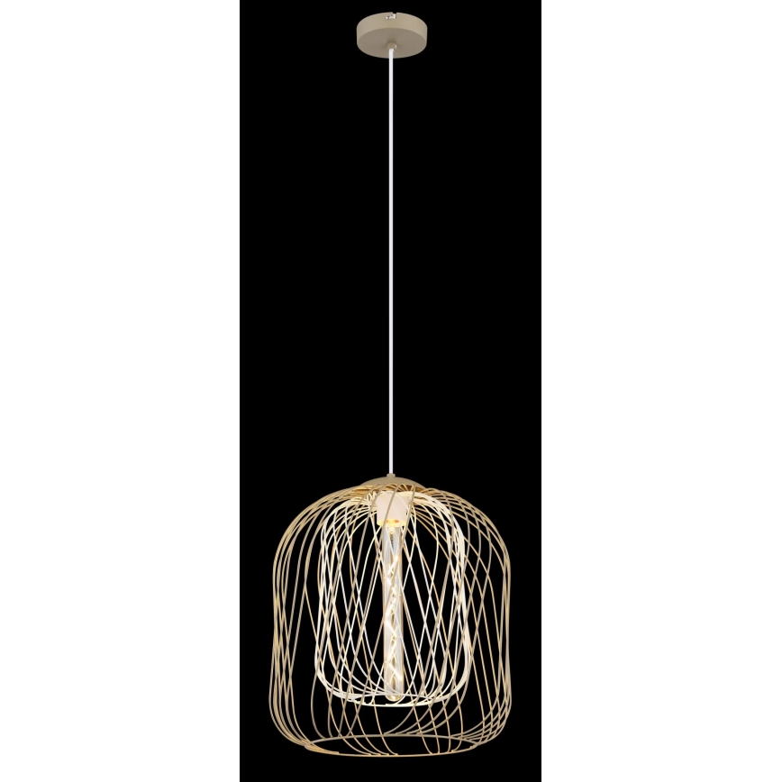 Globo - Takpendel på vajer 1xE27/40W/230V Ø 35 cm beige/vit