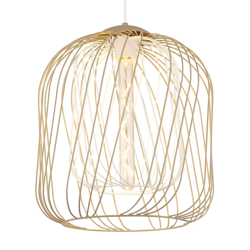 Globo - Takpendel på vajer 1xE27/40W/230V Ø 35 cm beige/vit