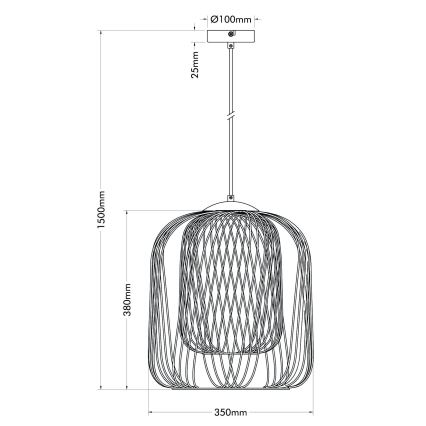 Globo - Takpendel på vajer 1xE27/40W/230V Ø 35 cm beige/vit