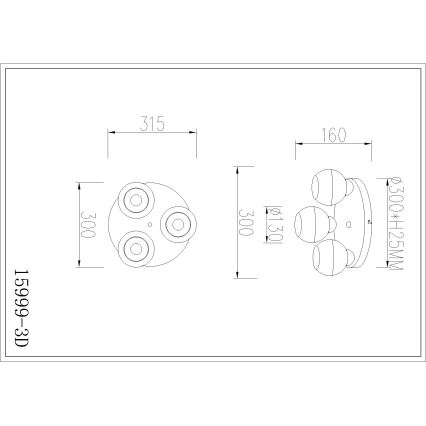 Globo - Taklampa 3xE27/60W/230V Ø 31,5 cm